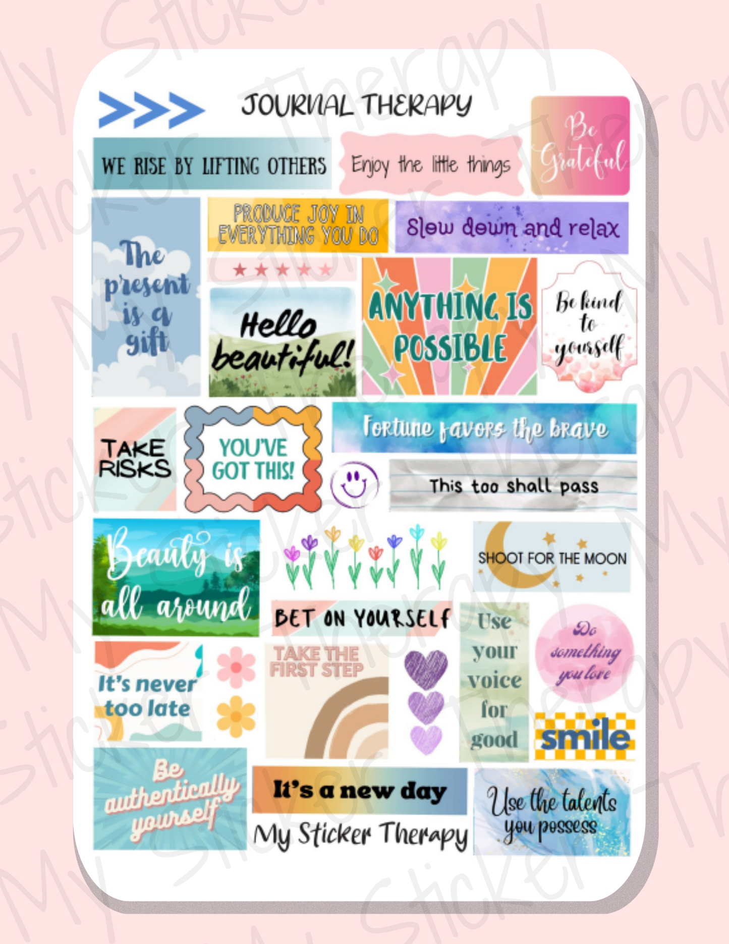 Positivity and journaling sticker sheets