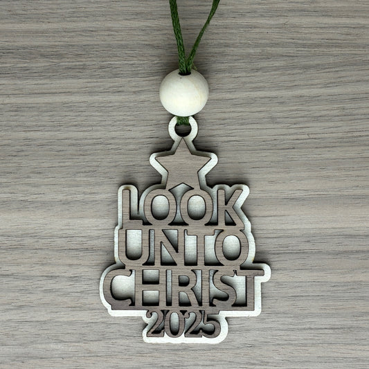 Look Unto Christ Laser Cut Wood Ornament