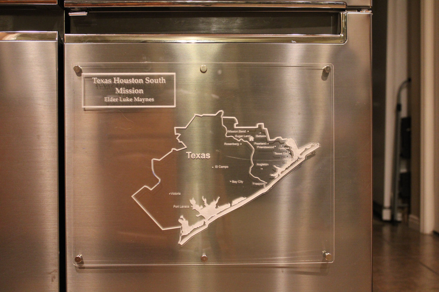 Laser engraved LDS Mission map track your missionary's progress on an acrylic dry erase board. Actual mission boundaries.