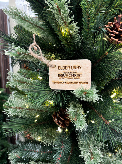 Wooden Christmas Missionary Tag Ornament